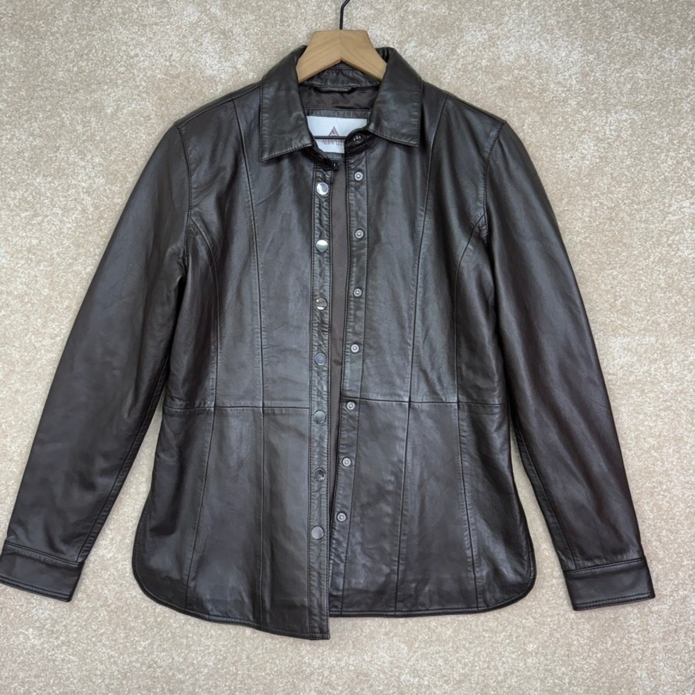 Elegant Dark Brown Leather Jacket for Women